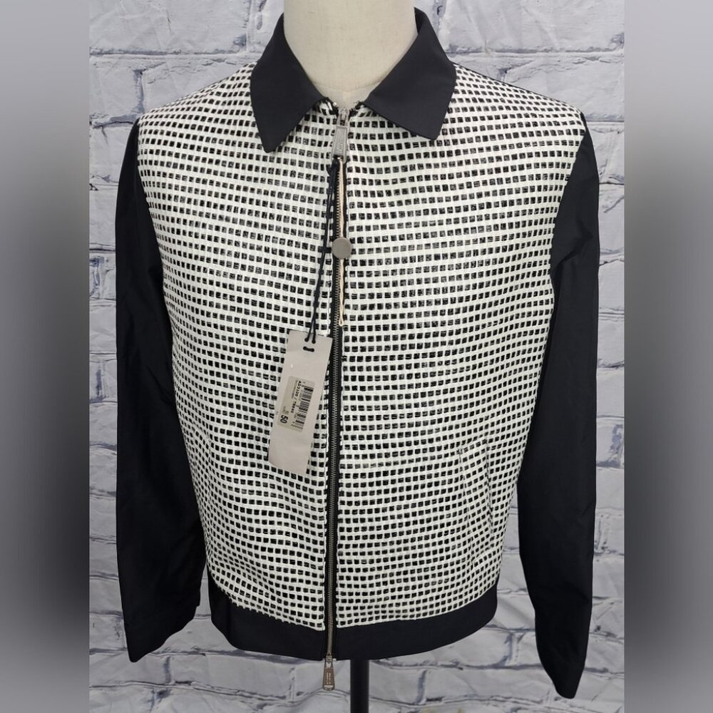 NWT Alessandro Dell'acqua Full Zip Jacket Fashion Woven Black Large / 50